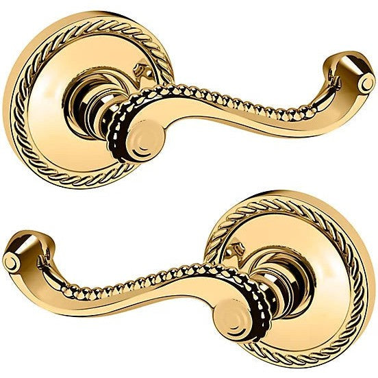 Baldwin Estate 5104 Passage Lever with 5004 Rosette in Unlacquered Brass finish