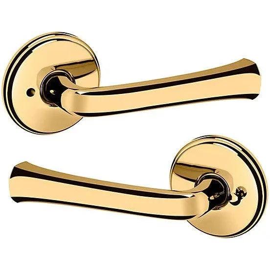Baldwin Estate 5112 Privacy Lever with 5075 Rosette in Unlacquered Brass finish