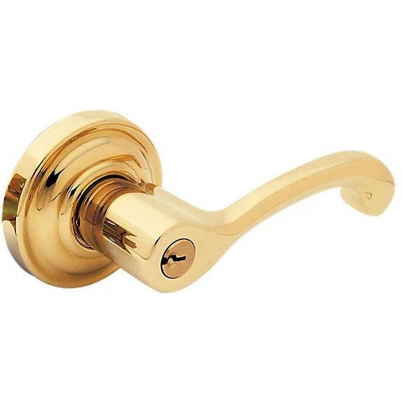 Baldwin Estate 5245 Keyed Classic Right Handed Lever with Classic Rosette in Unlacquered Brass finish