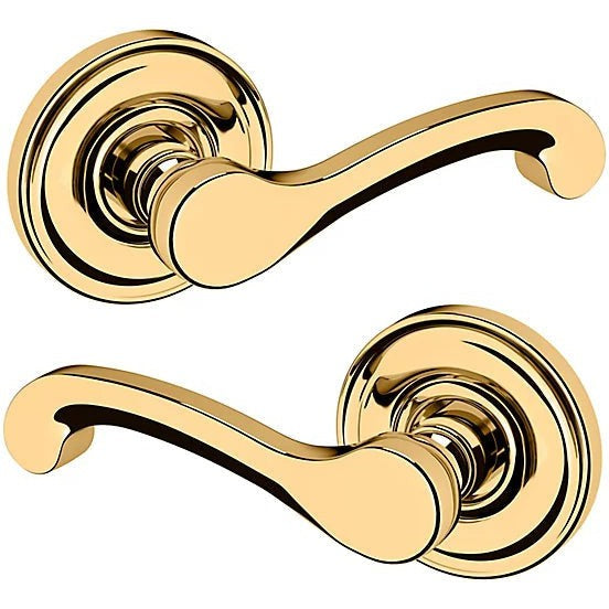 Baldwin Estate 5445V Full Dummy Lever with 5048 Rosette in Unlacquered Brass finish