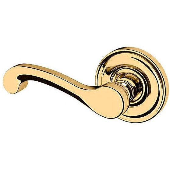 Baldwin Estate 5445V Left Handed Half Dummy Lever with 5048 Rosette in Unlacquered Brass finish