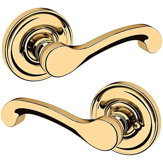 Baldwin Estate 5445V Privacy Lever with 5048 Rosette in Unlacquered Brass finish
