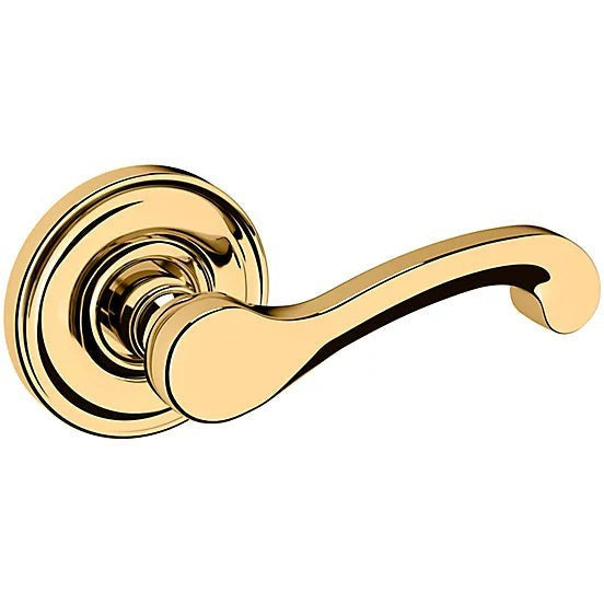 Baldwin Estate 5445V Right Handed Half Dummy Lever with 5048 Rosette in Unlacquered Brass finish