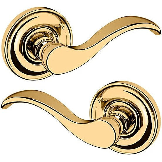 Baldwin Estate 5455V Passage Lever with 5048 Rosette in Unlacquered Brass finish