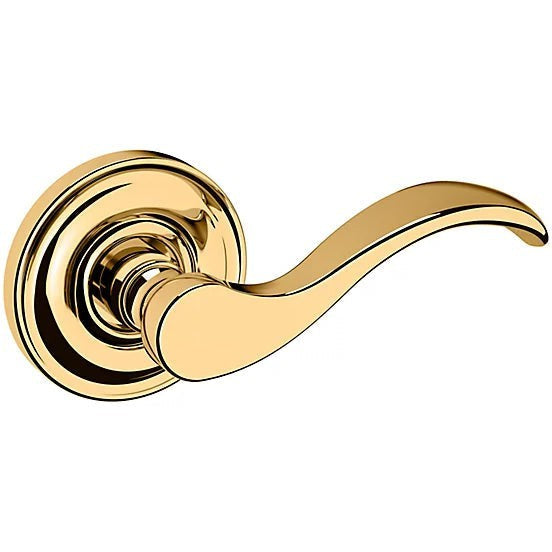 Baldwin Estate 5455V Right Handed Half Dummy Lever with 5048 Rosette in Unlacquered Brass finish