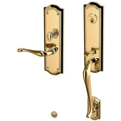 Baldwin Estate Bethpage Mortise Handleset Trim with Interior Lever in Unlacquered Brass finish