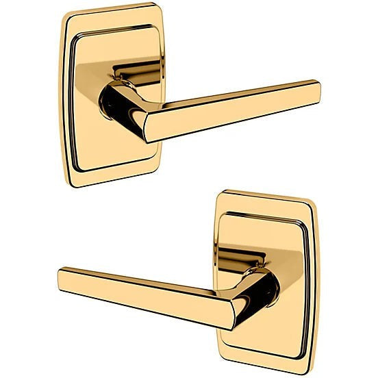 Baldwin Estate L024 Full Dummy Lever with R046 Rosette in Unlacquered Brass finish