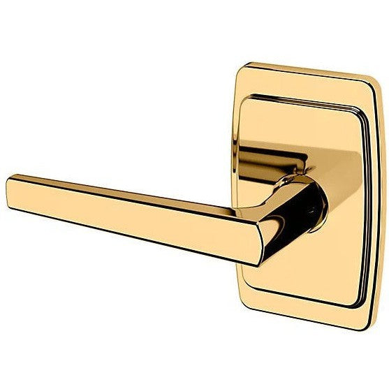 Baldwin Estate L024 Left Handed Half Dummy Lever with R046 Rosette in Unlacquered Brass finish