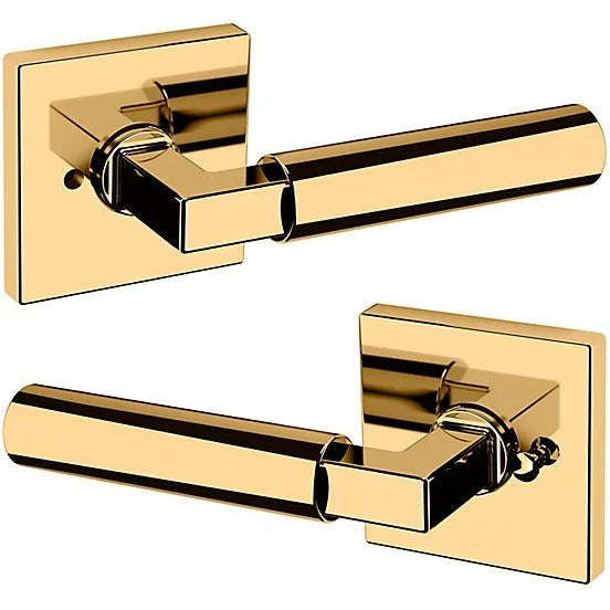 Baldwin Estate L029 Gramercy Privacy Lever with R017 Rosette in Unlacquered Brass finish