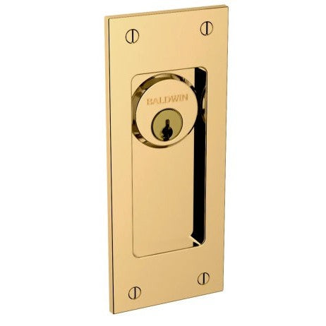 Baldwin Estate Santa Monica Keyed Entry Small Pocket Door Set in Unlacquered Brass finish