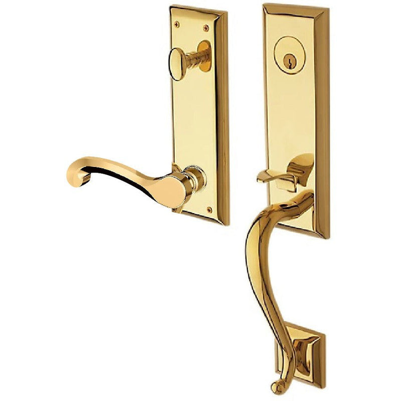 Baldwin Estate Stonegate Single Cylinder Handleset with Interior 5445V Classic Lever in Unlacquered Brass finish