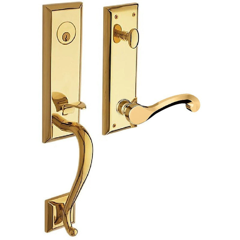 Baldwin Estate Stonegate Single Cylinder Handleset with Interior 5445V Classic Lever in Unlacquered Brass finish