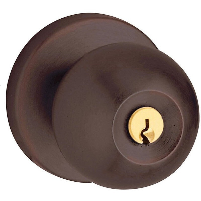 Baldwin Estate 5215 Keyed Contemporary Knob with Contemporary Rosette in Venetian Bronze finish