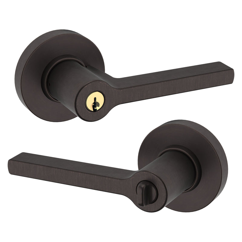The Baldwin Estate 5260 Minneapolis Keyed Lever with Round Rosette in Venetian Bronze finish.