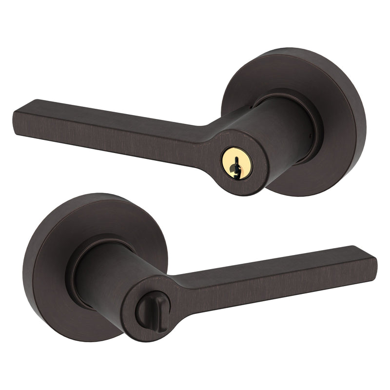 The Baldwin Estate 5260 Minneapolis Keyed Lever with Round Rosette in Venetian Bronze finish.