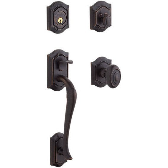 Baldwin Estate Bethpage Sectional Single Cylinder Handleset with Interior 5077 Knob in Venetian Bronze finish