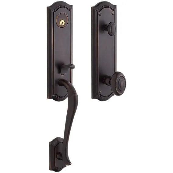 Baldwin Estate Bethpage Single Cylinder Handleset with Interior 5077 Knob in Venetian Bronze finish