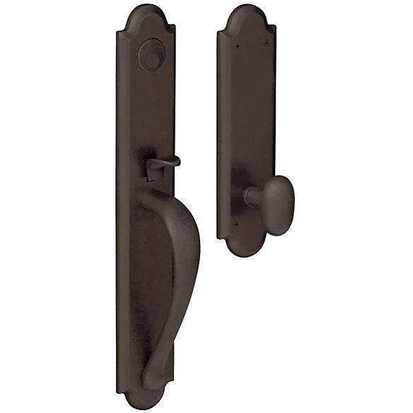 Baldwin Estate Boulder Full Handleset With Interior 5024 Oval Knob in Venetian Bronze finish