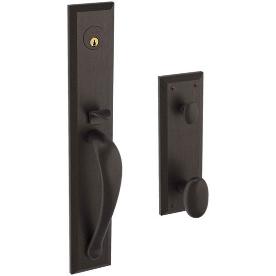 Baldwin Estate Cody Full Handleset with Interior 5024 Oval Knob in Venetian Bronze finish