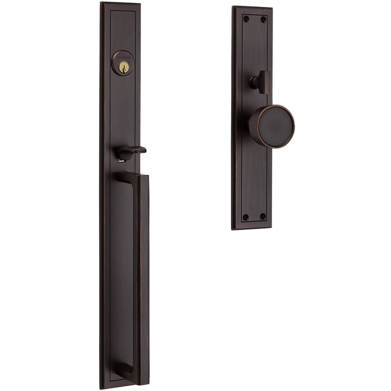 Baldwin Estate Hollywood Hills Mortise Handleset Entrance Trim with Interior K008 Knob in Venetian Bronze finish