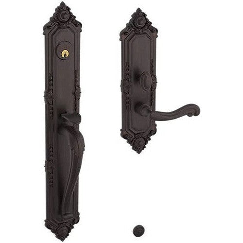 Baldwin Estate Kensington Mortise Handleset Entrance Trim with Interior 5108 Lever in Venetian Bronze finish