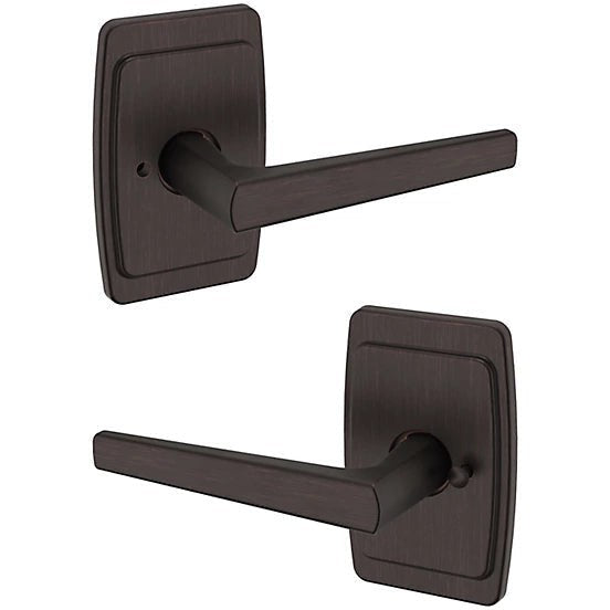 Baldwin Estate L024 Privacy Lever with R046 Rosette in Venetian Bronze finish