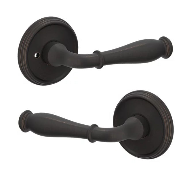 The Baldwin Estate L034 Nashville Lever with 5078 Rosette in Venetian Bronze finish.