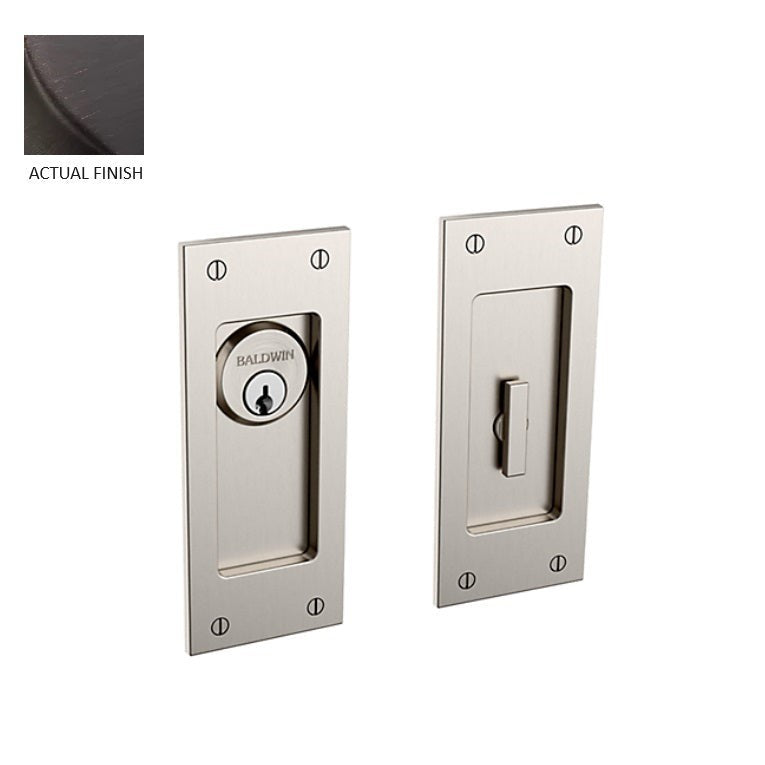 Baldwin Estate Santa Monica Keyed Entry Small Pocket Door Set in Venetian Bronze finish