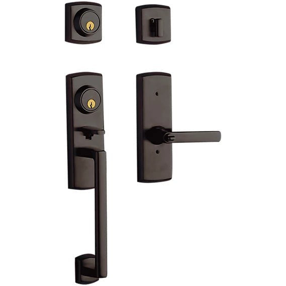 Baldwin Estate Soho 2-Point Lock Single Cylinder Handleset With Interior Soho Lever in Venetian Bronze finish