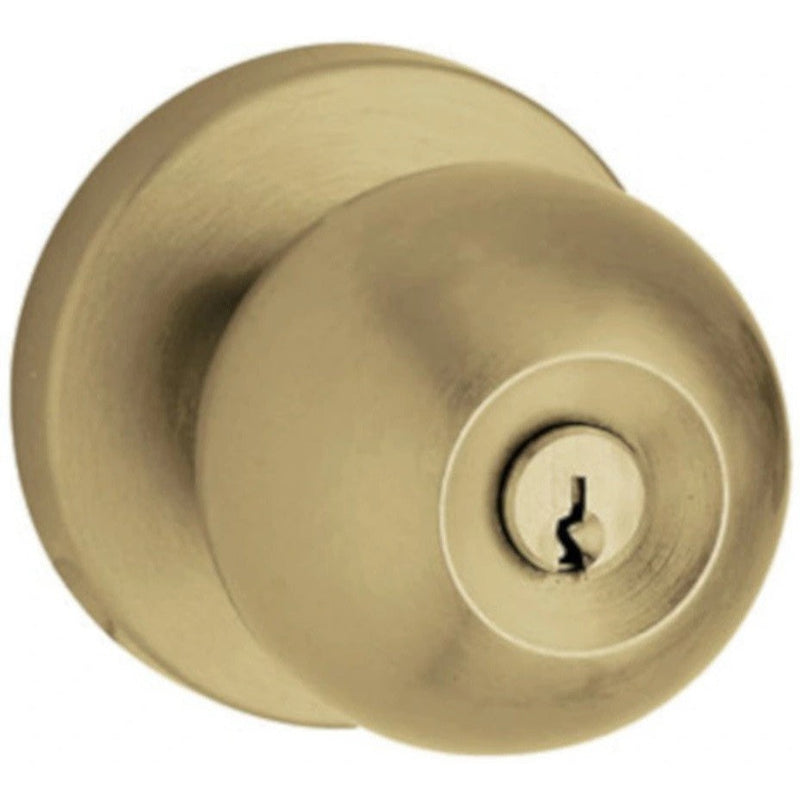 Baldwin Estate 5215 Keyed Contemporary Knob with Contemporary Rosette in Vintage Brass finish