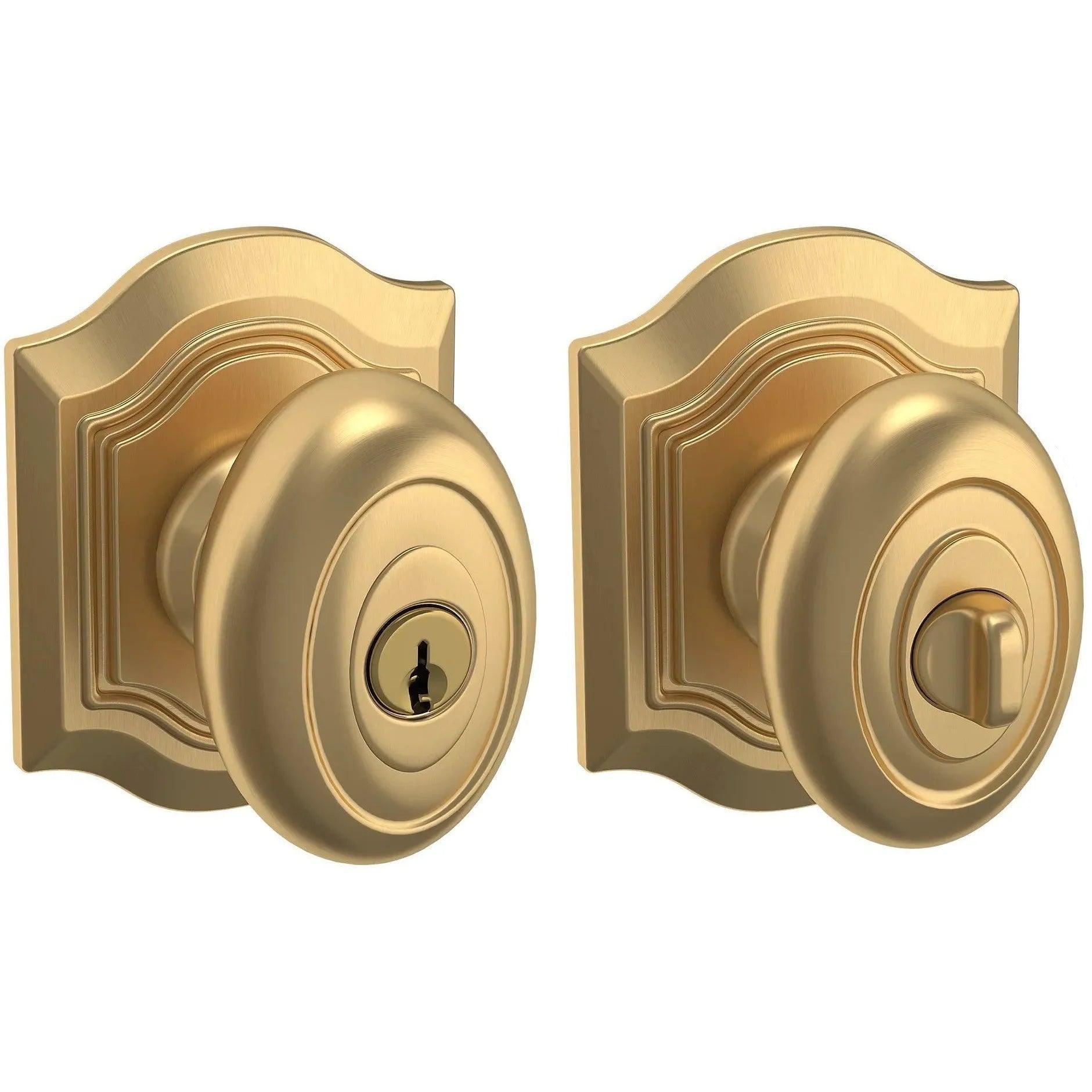 Baldwin Estate 5237 Keyed Bethpage Knob with Bethpage Rosette in Vintage Brass finish