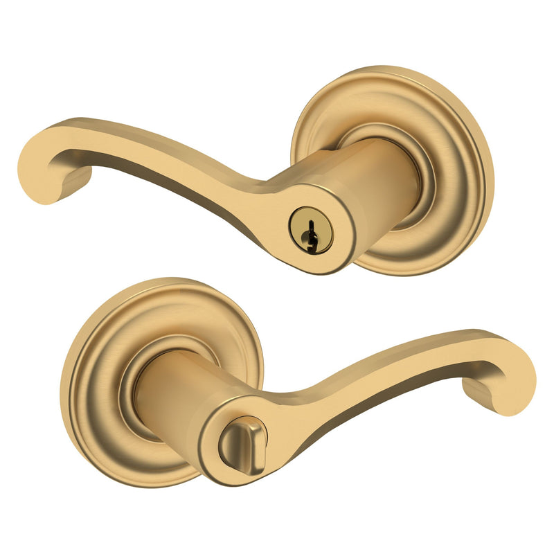The Baldwin Estate 5245 Classic Keyed Lever with Classic Rosette in Vintage Brass finish.