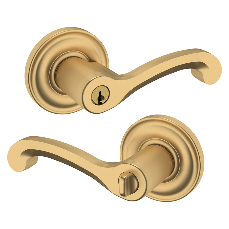 The Baldwin Estate 5245 Classic Keyed Lever with Classic Rosette in Vintage Brass finish.