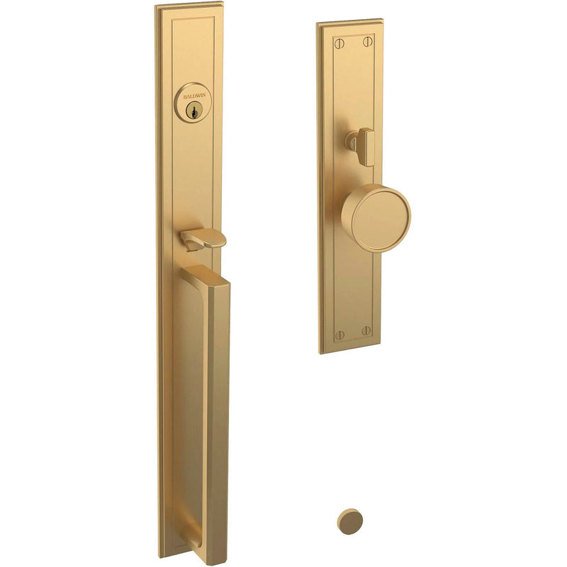 Baldwin Estate Hollywood Hills Mortise Handleset Entrance Trim with Interior K008 Knob in Vintage Brass finish