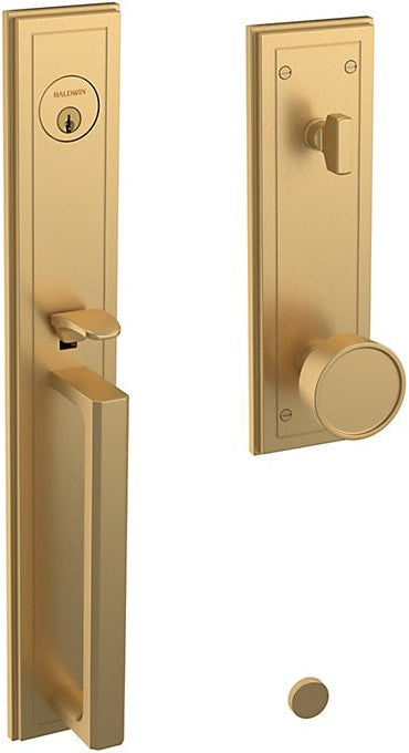 Baldwin Estate Hollywood Hills Single Cylinder Full Handleset with Interior K008 Knob in Vintage Brass finish