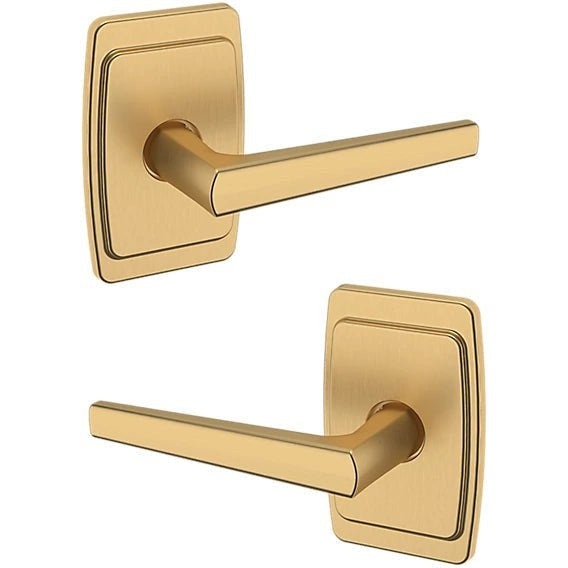 Baldwin Estate L024 Passage Lever with R046 Rosette in Vintage Brass finish