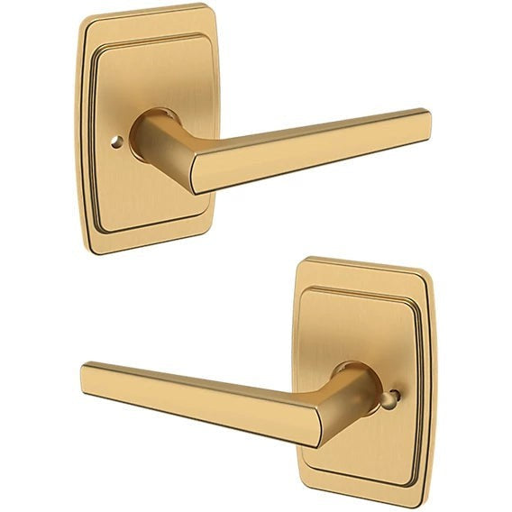 Baldwin Estate L024 Privacy Lever with R046 Rosette in Vintage Brass finish