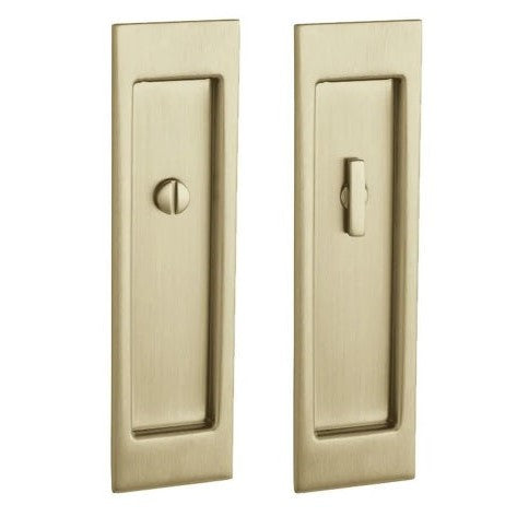 Baldwin Estate Santa Monica Privacy Large Pocket Door Set in Vintage Brass finish