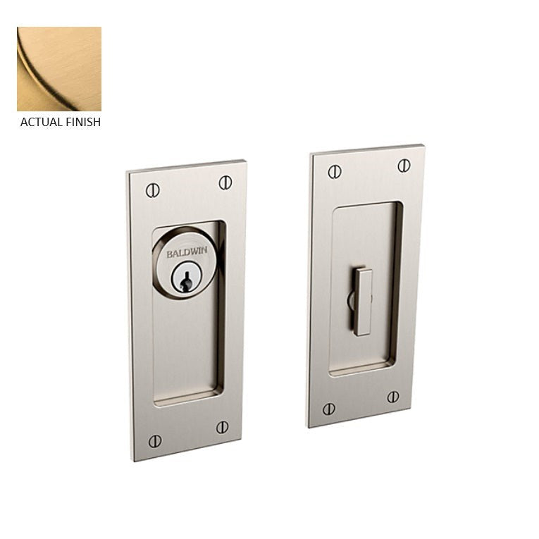 Baldwin Estate Santa Monica Keyed Entry Small Pocket Door Set in Vintage Brass finish