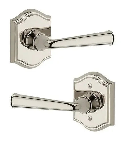Baldwin Federal Lever with Traditional Arch Rosette Lifetime Polished Nickel