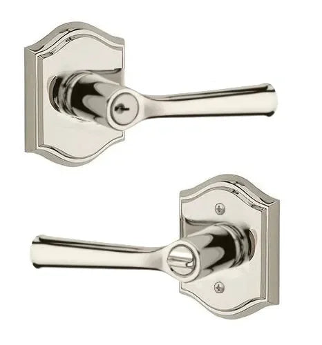 Baldwin Federal Lever with Traditional Arch Rosette Lifetime Polished Nickel