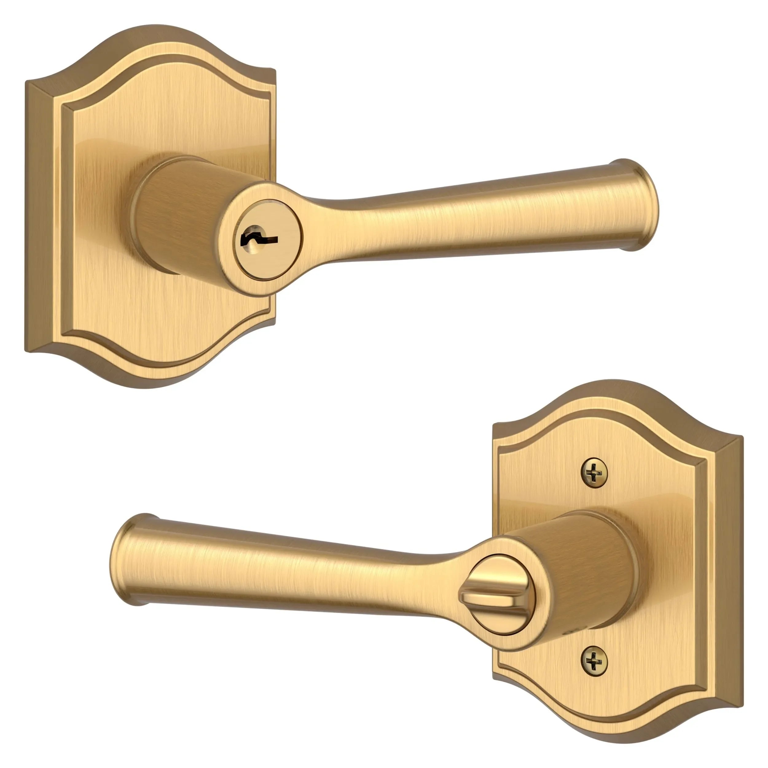 Baldwin Federal Lever with Traditional Arch Rosette Lifetime Satin Brass