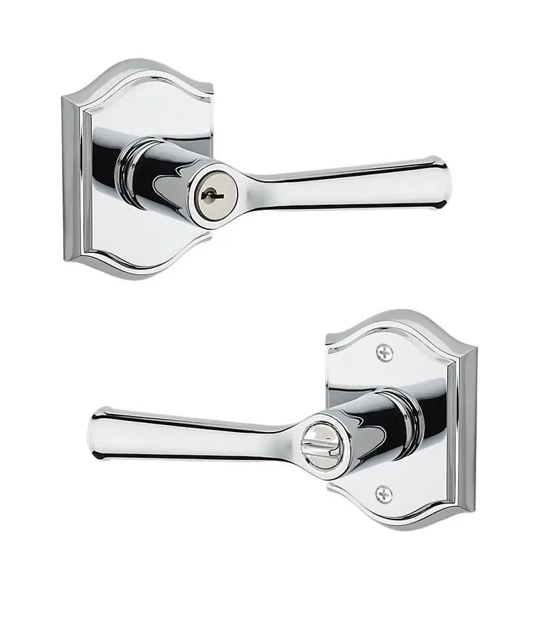 Baldwin Federal Lever with Traditional Arch Rosette Polished Chrome