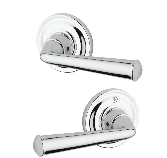 The Baldwin Reserve Federal Lever with Traditional Round Rosette in Polished Chrome finish.