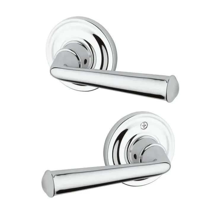 The Baldwin Reserve Federal Lever with Traditional Round Rosette in Polished Chrome finish.