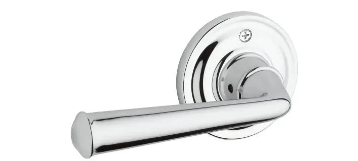 The Baldwin Reserve Federal Lever with Traditional Round Rosette in Polished Chrome finish.