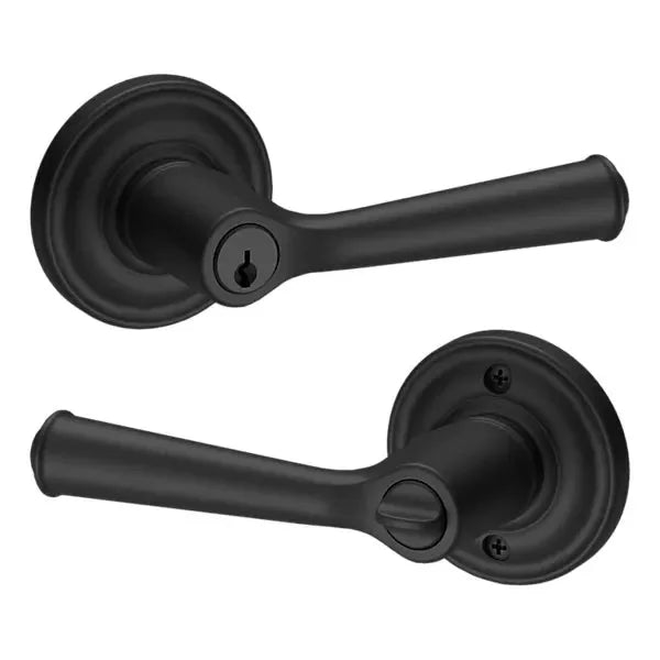 The Baldwin Reserve Federal Lever with Traditional Round Rosette in Satin Black finish.