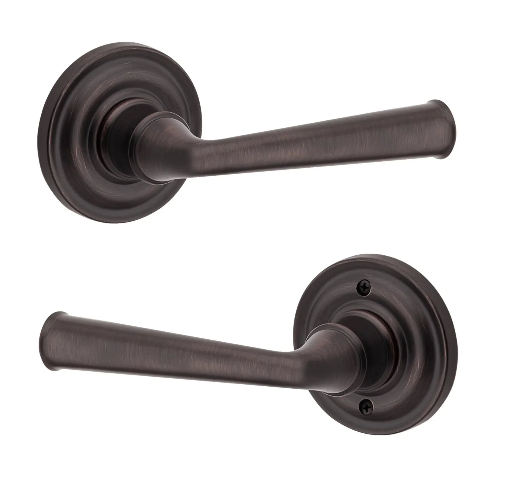 The Baldwin Reserve Federal Lever with Traditional Round Rosette in Venetian Bronze finish.