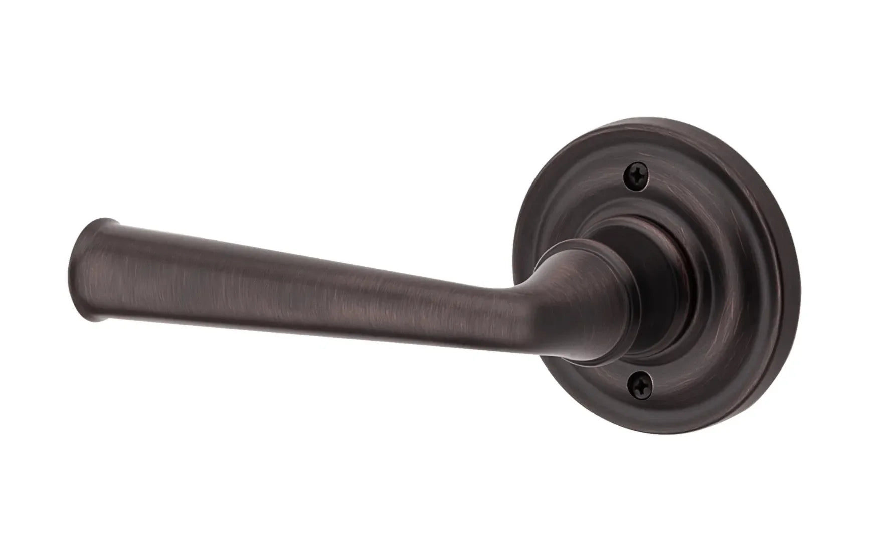 The Baldwin Reserve Federal Lever with Traditional Round Rosette in Venetian Bronze finish.