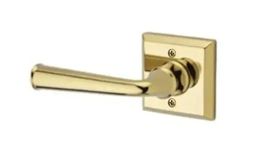 Baldwin Federal Lever with Traditional Square Rosette in Lifetime Polished Brass finish
